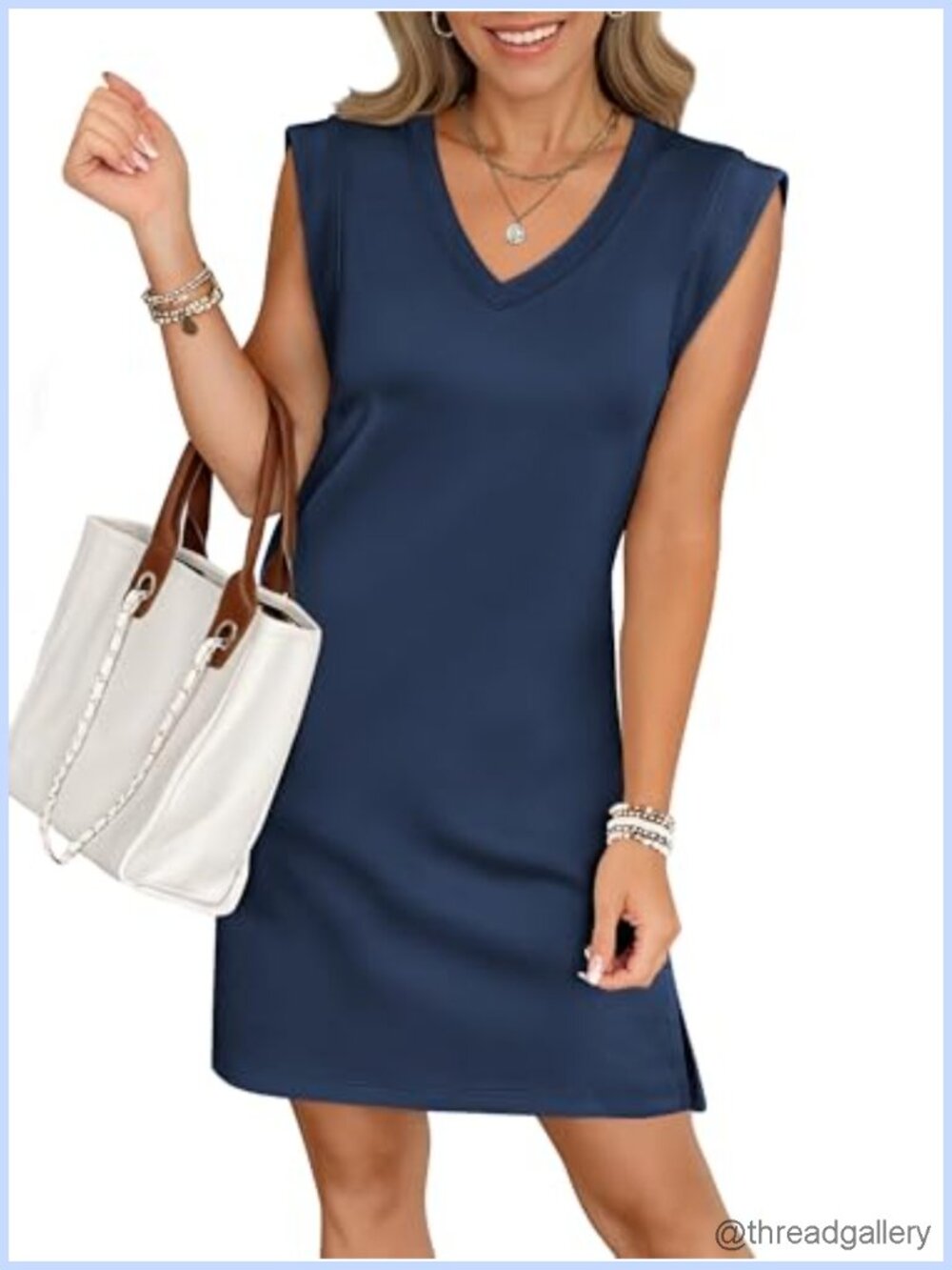 V Neck Sleeveless Mini Dress with Pockets Wrinkle Free Casual Summer